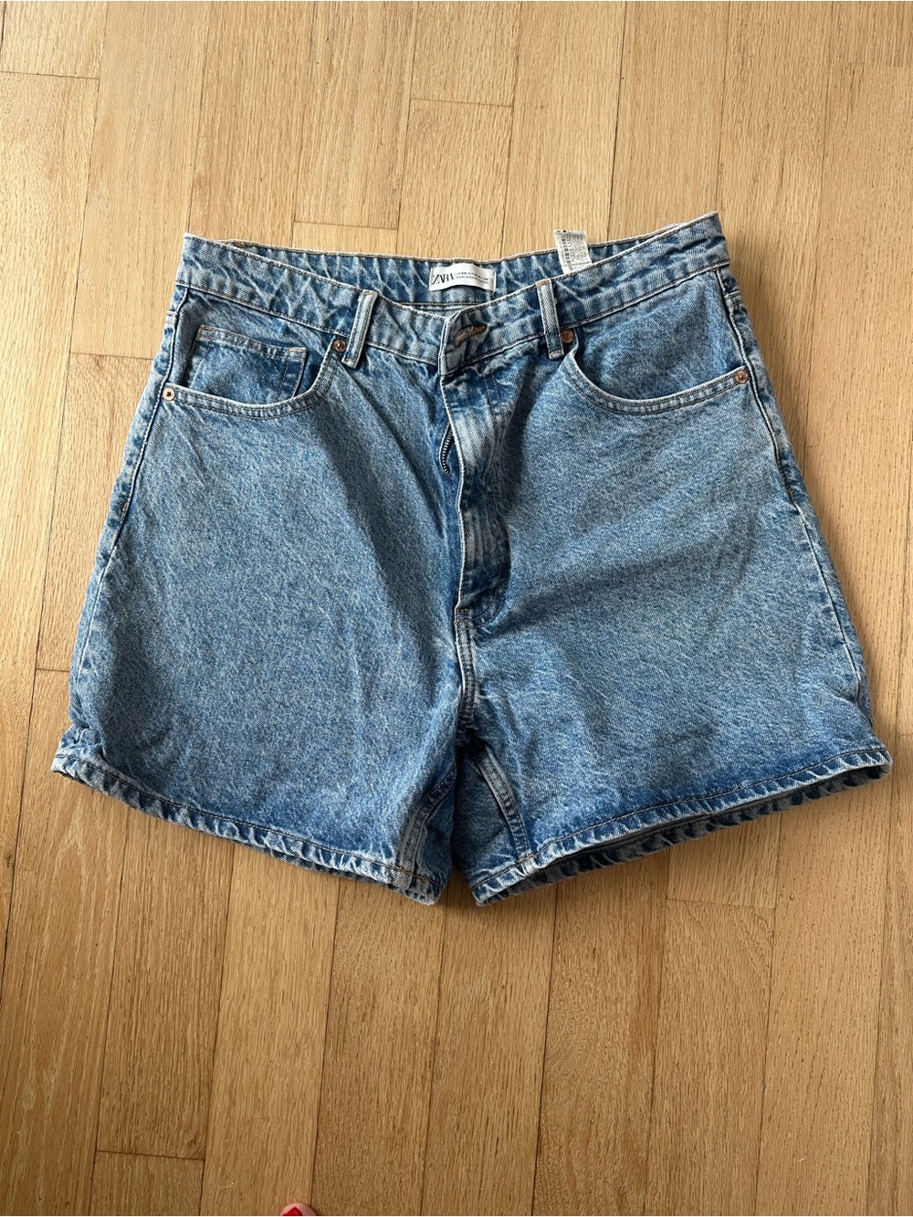 Zara Mom Fit High-Waist Denim Shorts - Size 12